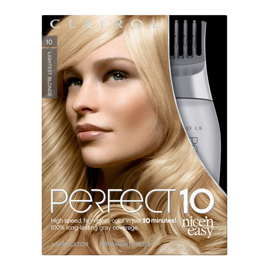 Clairol Nice'n Easy Perfect 10 Permanent Hair Dye, 10 Lightest Blonde Hair Color, Pack of 1