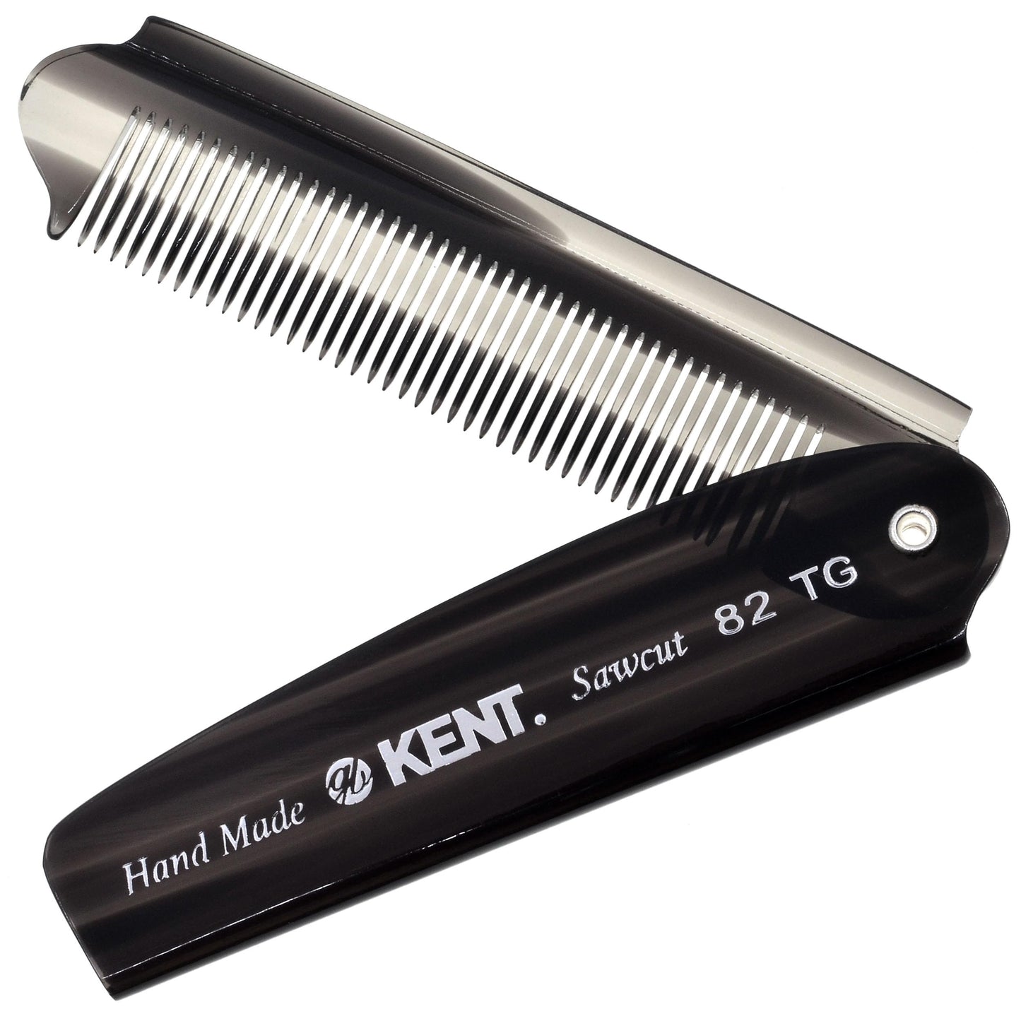 Kent 82T Handmade Folding Pocket Comb for Men, Fine Tooth Hair Comb Straightener for Everyday Grooming Styling Hair, Beard or Mustache, Use Dry or with Balms, Saw Cut Hand Polished, Made in England