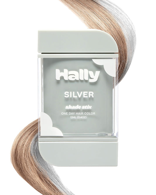 Hally Hair Temporary Hair Color, Shade Stix (Silver) - 12 ml Washable Hair Chalk for Kids, Teens & Adults - One Day Pop of Color for Festivals, Sporting Events & Parties, All Hair Types