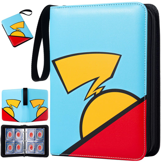 Jravkfi Card Binder 4-Pocket,400 Pockets Card Holder Album with 50 Removable Sleeves for Standard Size Cards TCG Trading Card Binder Display Storage Carrying Case-Blue