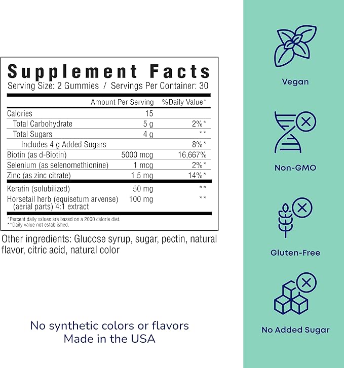 Her Own Grow Gummies, Promotes Thicker Hair, With Biotin, Keratin & Horsetail, Supports Fuller Hair, Healthy Hair Growth, Berry Flavor, 60 Gummies