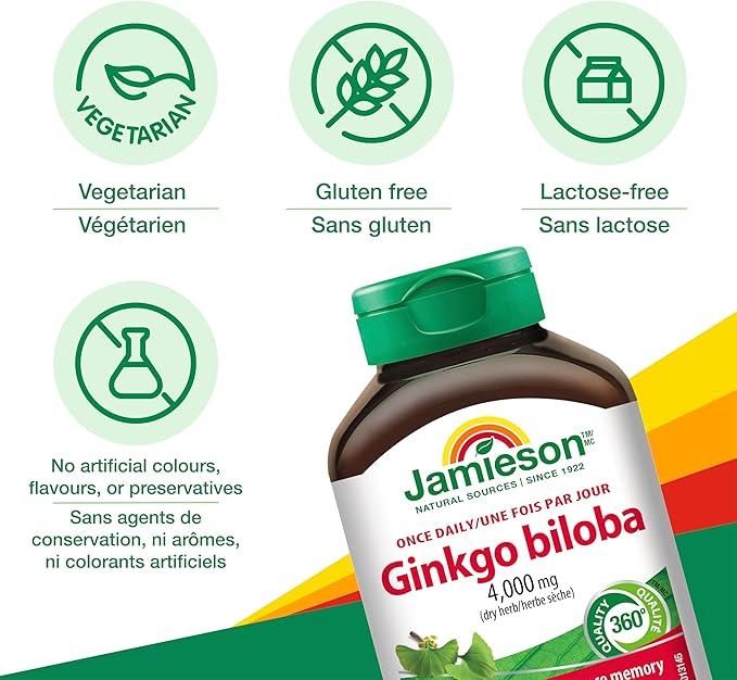 Jamieson Ginkgo Biloba 80mg 60+30 Caplets
