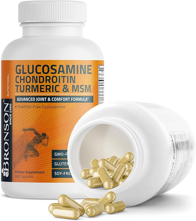 Bronson Glucosamine Chondroitin Turmeric & MSM Advanced Joint & Cartilage Formula, Supports Healthy Joints, Mobility & Cartilage - Non-GMO, 360 Capsules