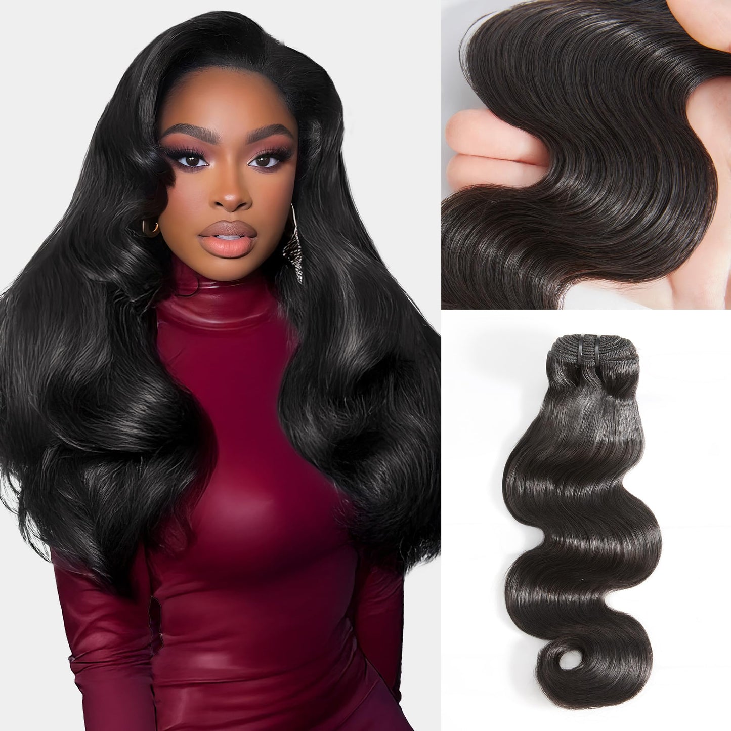Body Wave Bundles Human Hair 14inch 1 Bundles Human Hair Extensions Natural Black Color Brazilian Virgin Unprocessed Human Hair