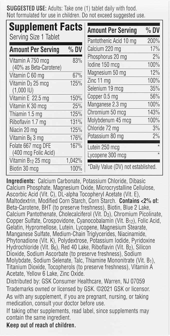 Centrum Silver Adult (80 Count) Multivitamin/Multimineral Supplement Tablet, Vitamin D3, Age 50+