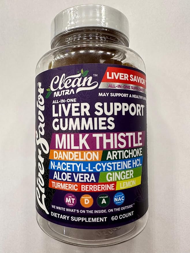 Clean Nutra Liver Cleanse Detox & Repair Gummies | Milk Thistle Gummy Liver Support Vitamins | Dandelion, Artichoke, Aloe Vera, Ginger, Berberine, Lemon, N-Acetyl-L-Cysteine, Turmeric Supplement HCL