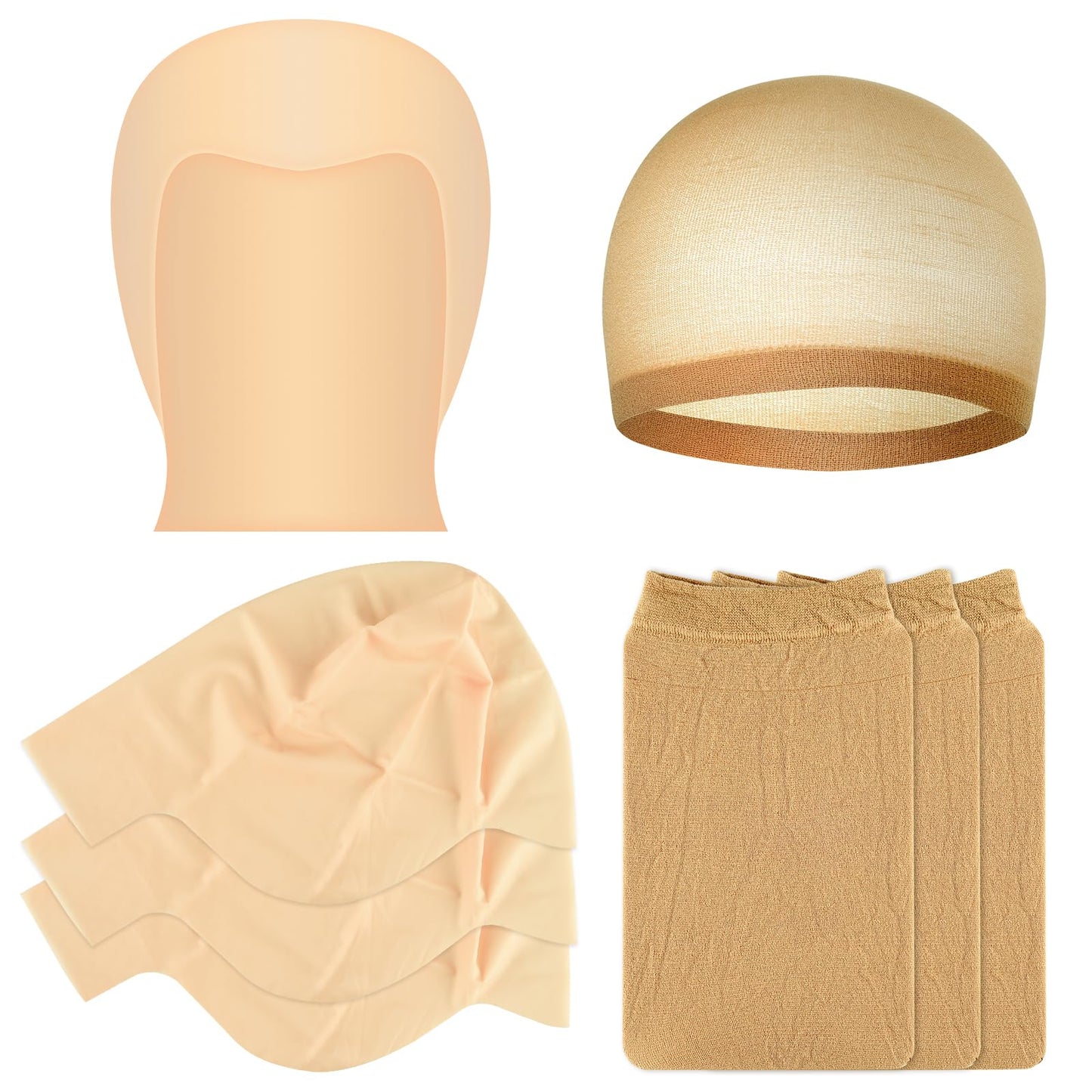 Bouiexye 12 Pieces Bald Cap Halloween, Latex Bald Caps for Adults Women Men Makeup Bald Wig Cap Costume Accessory for Theme Halloween Party Cosplay