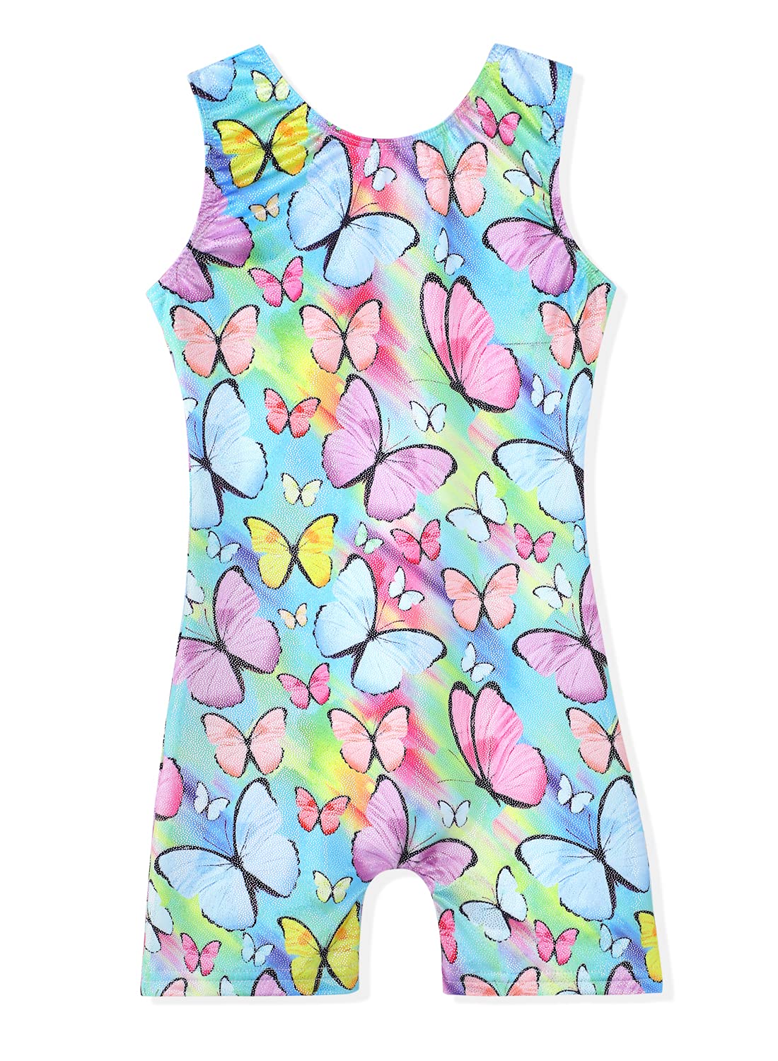Leotards for Girls Gymnastics 3t 4t Toddler Leotard Athletic Dance Wear Shiny Rainbow Butterfly Biketard Unitard (Rainbow Butterfly, 3-4 Years)