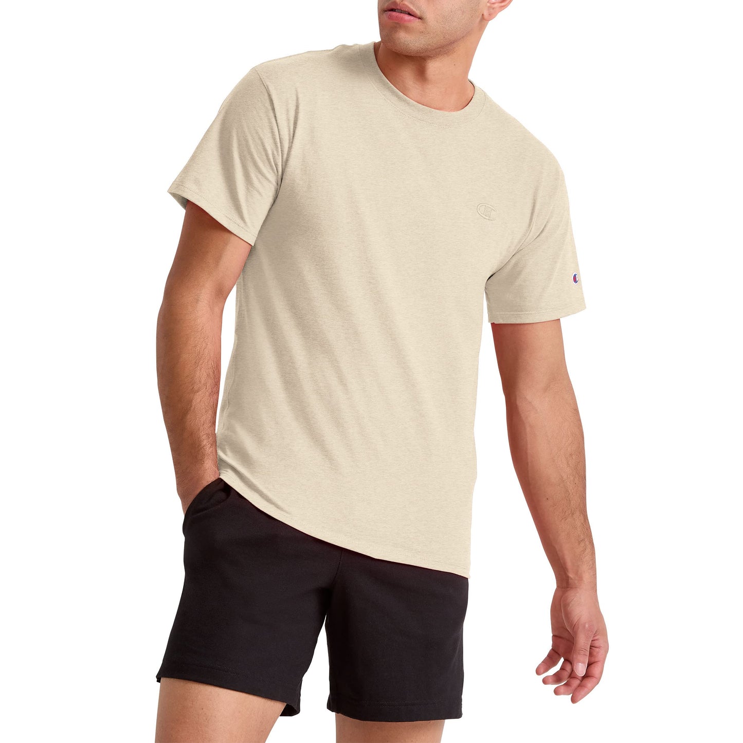 Champion mens Classic Jersey Tee athletic t shirts, Oatmeal Heather, Small US