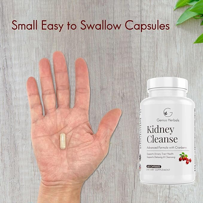 Kidney Cleanse Advanced Formula with Cranberry Extract, Kidney, Urinary Tract & Bladder Detox and Cleanse - 60 Capsules