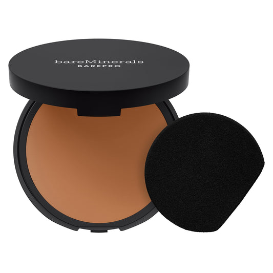 bareMinerals Barepro 24HR Skin-Perfecting Powder Foundation, Matte Pressed Powder Foundation Full Coverage with Plant-Based Squalene, Oil Control, Vegan - Deep 50 Cool