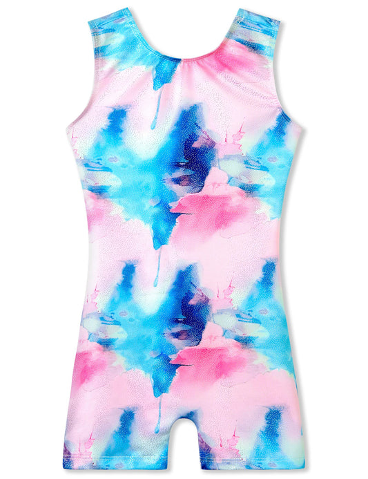 Leotards for Girls Gymnastics Size 3t 4t Sparkle Blue Pink Tie Dye Printed Biketard Toddler Kids Sleeveless Unitard
