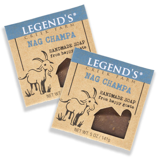 Legend's Creek Farm Goat Milk Soap - Cleansing Moisturizing Soap Bar for Hands and Body - 5 Oz Creamy Lather, Nourishing, Gentle Natural Soap for Sensitive Skin (Nag Champa, Pack of 2)