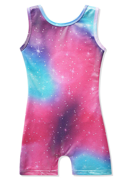 HOZIY Gymnastics Biketards for Girls Kids Apparel Clothing Clothes 5t Size 5-6x Hot Pink Colorful Galaxy Milky Way Sparkly