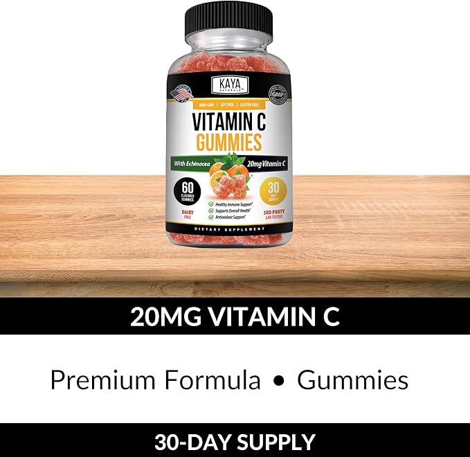 Kaya Naturals Immune Support Gummies, Zinc, Vitamin C, Echinacea, and Electrolytes, Immune Support Supplement, Caffeine Free, Non-GMO - Gluten Free - Great Flavored Gummy Vitamin Supplement 60 Count