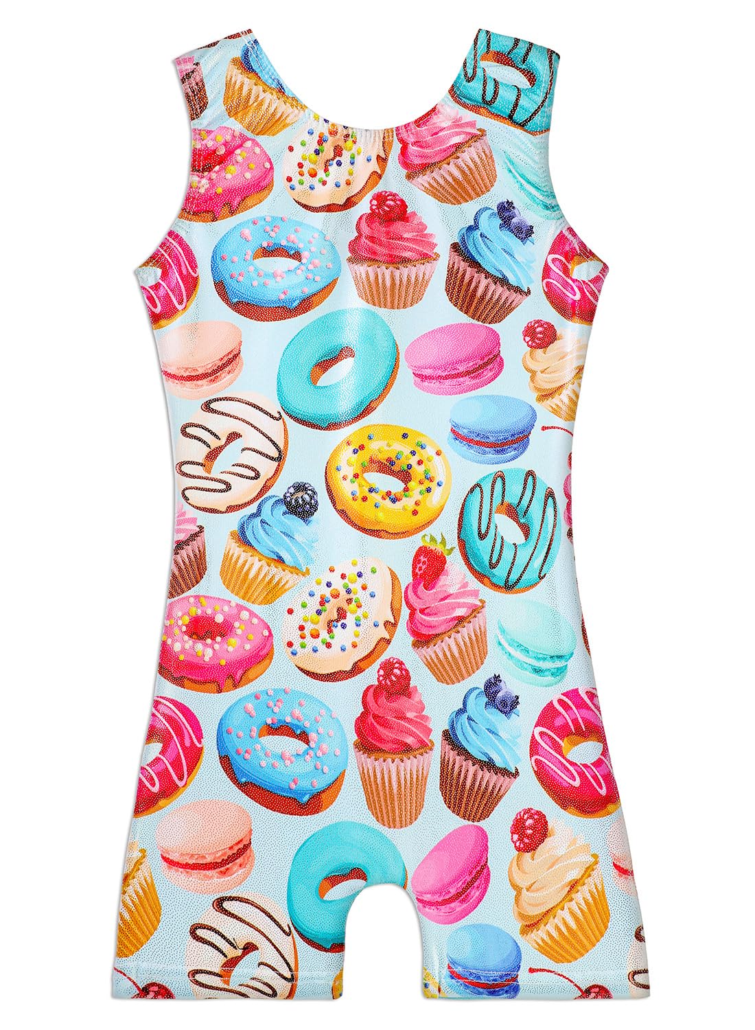 Leotards for Girls Gymnastics Biketard 3t 4t Toddler Dance Outfit Sparkle Colorful Donuts Unitard (Donuts Aqua Green, 3-4 Years)