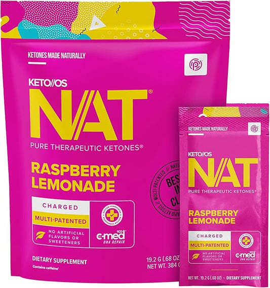 Keto//OS NAT® Raspberry Lemonade – Charged - Supplement for Men and Women (20 Count)