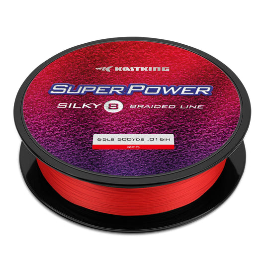 KastKing Superpower Silky8 Braided Fishing Line, Red, 8 Strand, 8LB, 150Yds