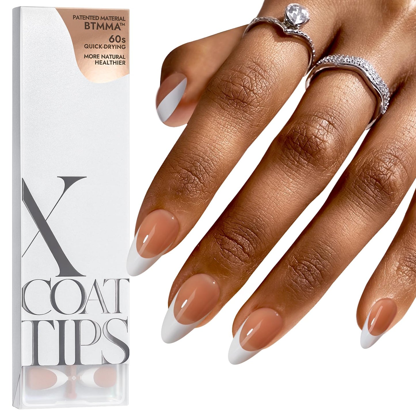 BTArtboxnails French Gel Nail Tips - French Tip Press on Nails Brown Medium Almond XCOATTIPS for Nail Extensions