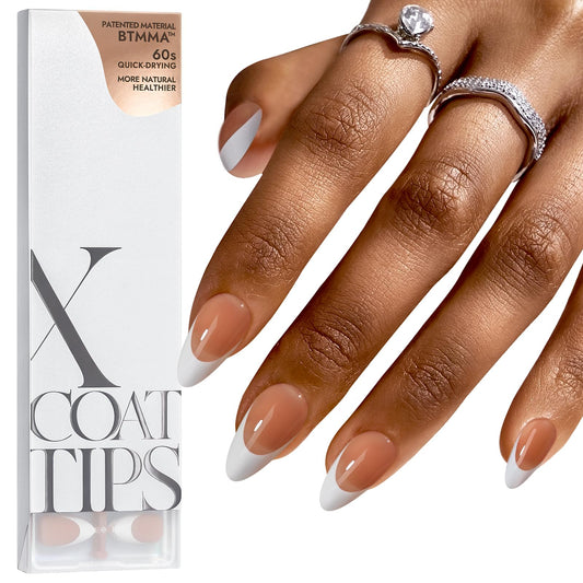 BTArtboxnails French Gel Nail Tips - French Tip Press on Nails Brown Medium Almond XCOATTIPS for Nail Extensions