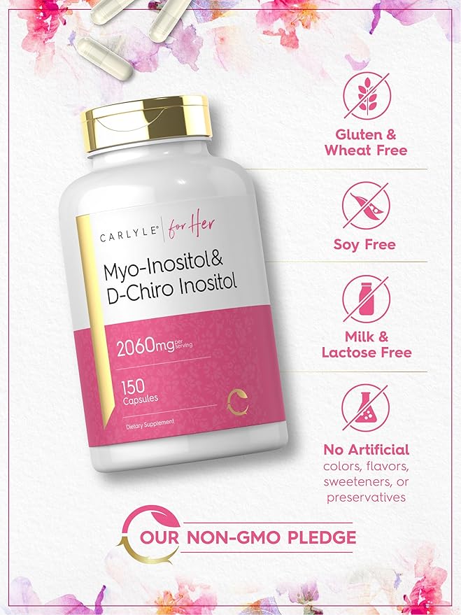 Carlyle Myo-Inositol & D-Chiro Inositol Supplement | 2060mg | 150 Capsules | Non-GMO, Gluten Free Complex