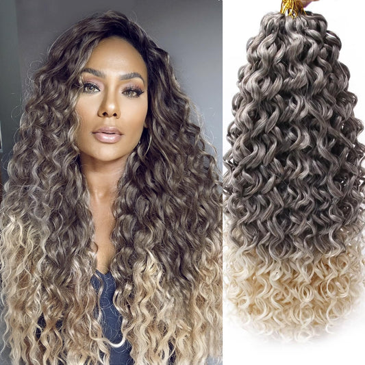 8 Packs Curly Crochet Hair GoGo Curl Crochet hair for Black Women Deep Wave Braiding hair,Synthetic Bohemian Crochet Braid Water Wave Crochet hair Extensions (6/613, 18inch)