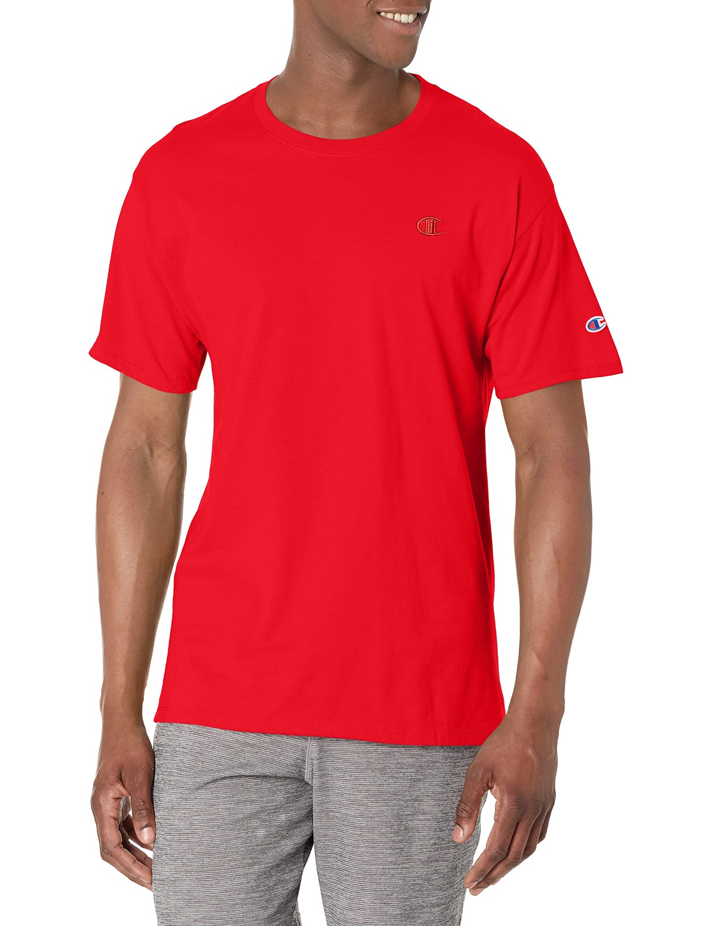 Champion mens Classic Jersey Tee Shirt, Scarlet, Small US
