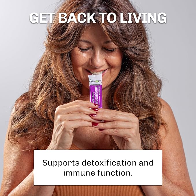 Aurora Nutrascience Mega-Liposomal Liquid Glutathione, Immune & Antioxidant Gut Health Support Supplement, 750 mg per Serving, Non-GMO, Sugar-Free, 32 Single Serve Packets