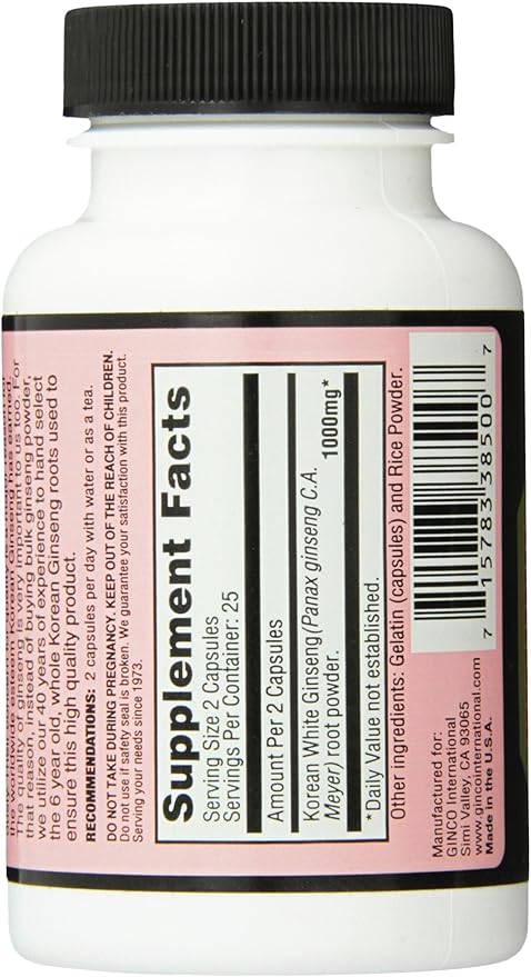 Imperial Elixir Korean White Ginseng, 500 Mg, 50 Count