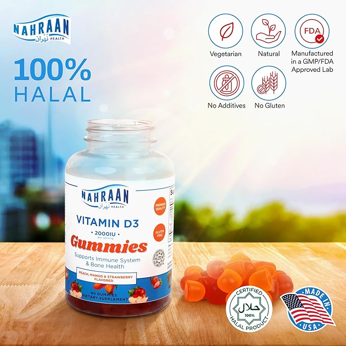 Halal Vitamins for Adults - Halal Multivitamins for Women & Men - Vitamin A, C, D, E, B6, B12 - Vegetarian, Halal Gummies - 90 Count