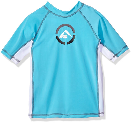 Kanu Surf Boys' Voyage UPF 50+ Sun Protective Rashguard Swim Shirt, Revival Aqua, Small (8)