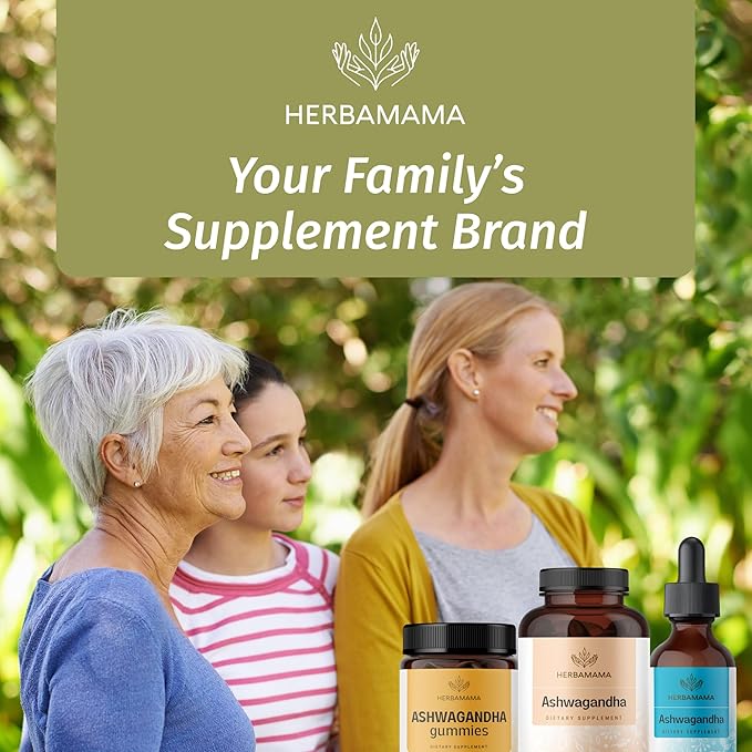 HERBAMAMA Ashwagandha Capsules - 1500mg Pure Ashwagandha Root for Relaxation & Mood Support - Vegan, Non-GMO Focus & Calming Supplement for Adults, 250 Caps