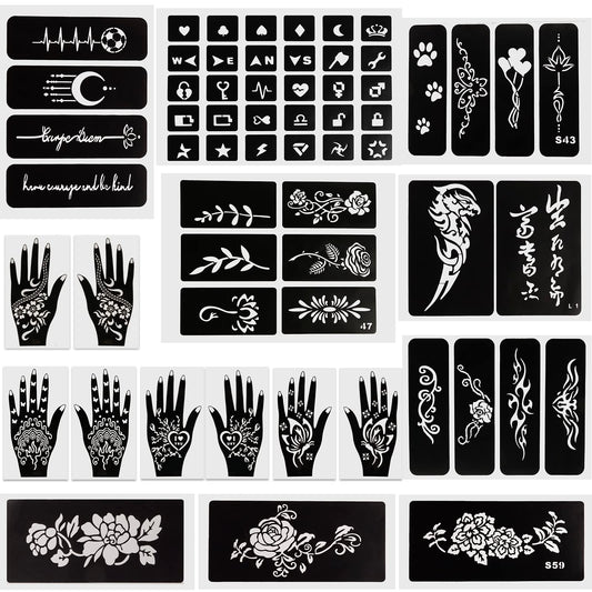 Kapopi Henna Tattoo Stencil Kit, Henna sexy temporary tattoo stickers For Women, girls and teenagers，Body Art Painting (Henna Tattoo Kit A)