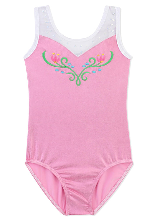 DAXIANG Gymnastics Leotard Girls Shiny Ballet Dance Practice Outfits One Piece Party Tumbling Clothes for Big Girls' Classic Leotard Pink Flower 2-3T