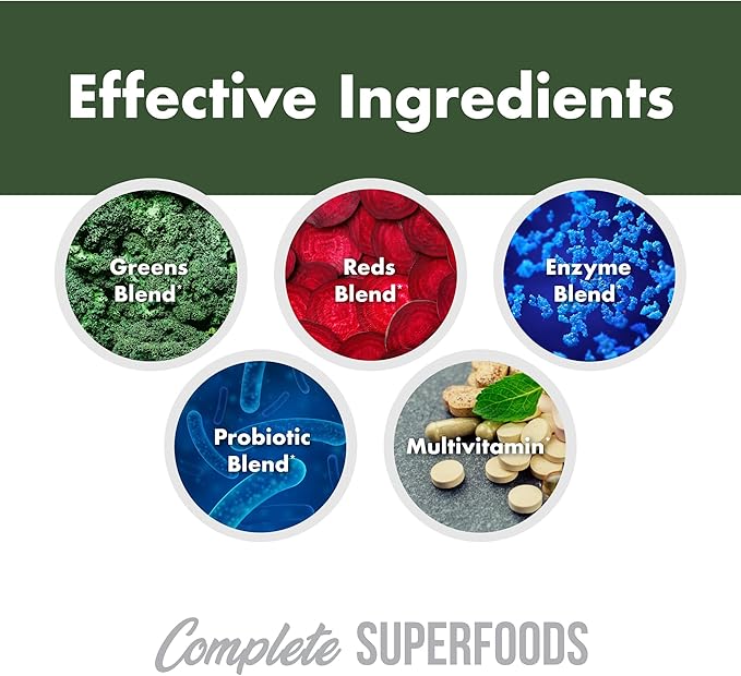 Complete Superfoods, Greens & Reds Blend*, Apple Cider Vinegar, Digestive Enzyme Blend*, Probiotic Blend*, Multivitamin* (Chocolate - 30 Servings)