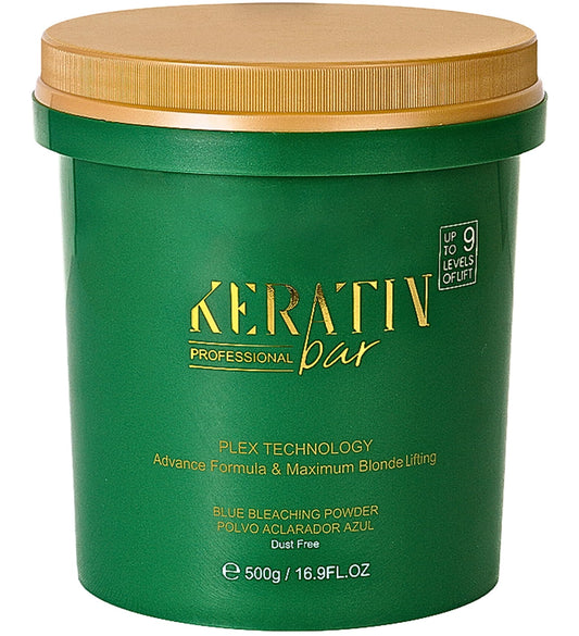KERATIN BAR Professional Blue Bleaching Powder - Plex Technology - Lifts up to 9 Shades - Maximum Lifting Extra Strength Lightener Hair Highlights All Type & Highlighted Hair - Dust Free - 16.9 oz