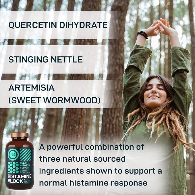 Histamine Block Flavonoids Supplements - Quercetin, Nettle, Atermesia Natural Source Flavonoids - Seasonal Allergy Balance Supplements Histamine Blocker - 60 Homeopatic Allergy Relief D-Hist Caps