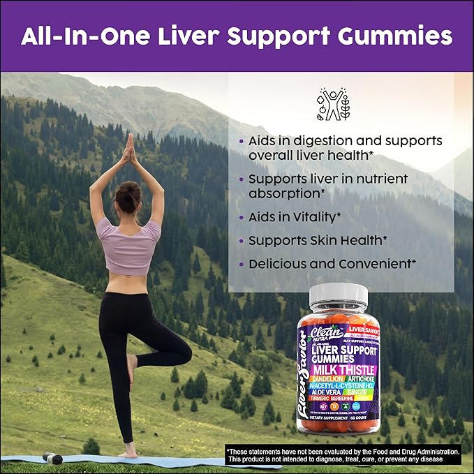 Clean Nutra Liver Cleanse Detox & Repair Gummies | Milk Thistle Gummy Liver Support Vitamins | Dandelion, Artichoke, Aloe Vera, Ginger, Berberine, Lemon, N-Acetyl-L-Cysteine, Turmeric Supplement HCL