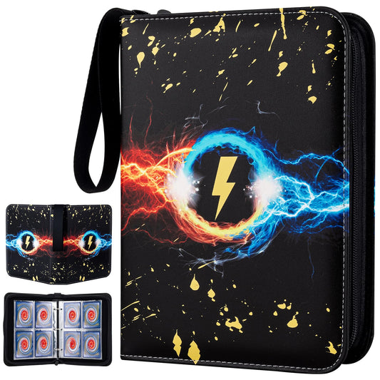 Jravkfi Card Binder,400 Pockets Card Holder Album with 50 Removable Sleeves for Standard Size Cards 4 Pockets TCG Trading Card Binder Display Storage Carrying Case