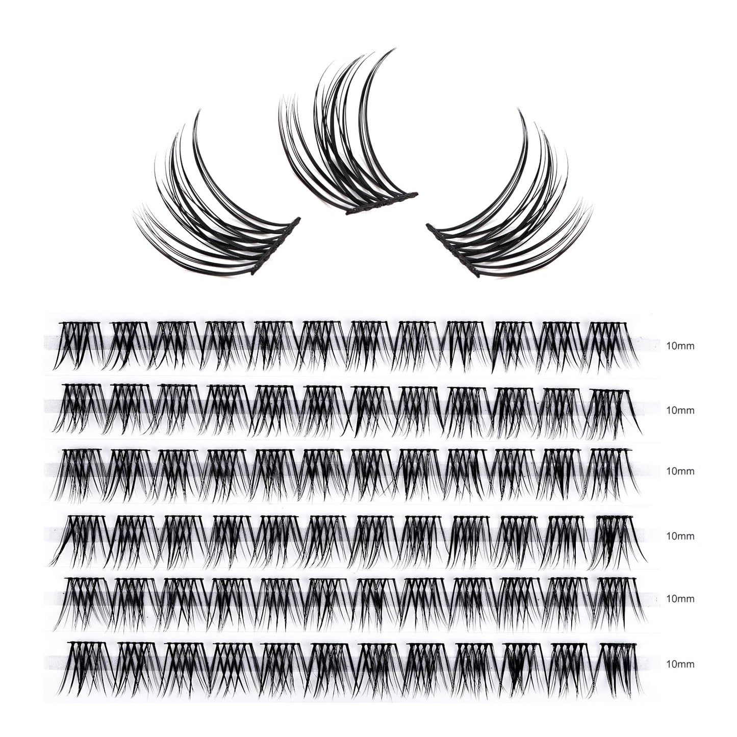 LANKIZ Lash Clusters,72pcs DIY Lash Extensions,10mm Superfine Band Individual Lashes, Soft & Natural Cluster Eyelash Extensions,DIY Eyelash Extension at Home