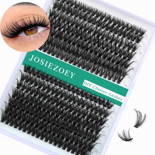 JOSIEZOEY Lash Clusters 40D+50D Individual Lashes 280pcs 0.07D 9-16mm Lash Extensions Cluster Lashes Thin Band Natural Cluster Eyelashes DIY Eyelashes Extension at Home(0.07D-9-16MM-Thin Band-Natutal)