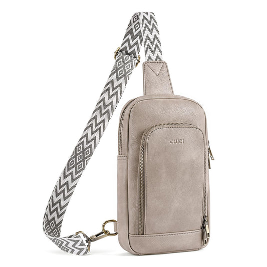 CLUCI Crossbody Bags for Women, Sling Bag for Women, Cross Body Bag for Woman, Leather Large Sling Backpack Sling Crossbody Bag for Travel Hiking Grey