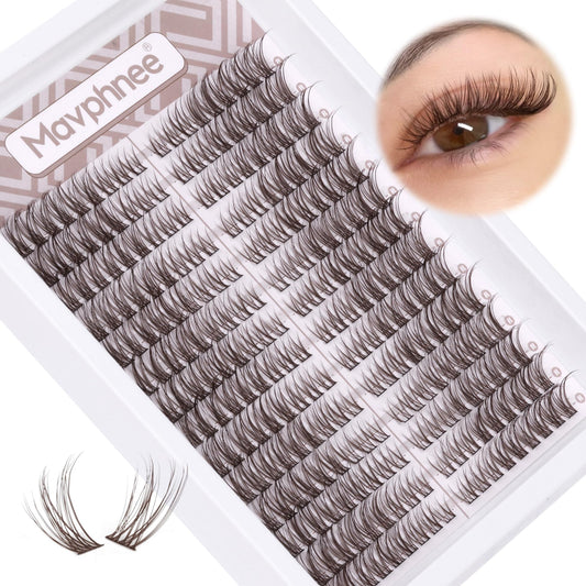 Brown Lash Clusters Wispy Eyelash Extensions Natural Look Individuals Lashes C Curl DIY Cluster Eyelashes 252 Pcs Left & Right Paired Dark Brown Cluster Lashes by Mavphnee