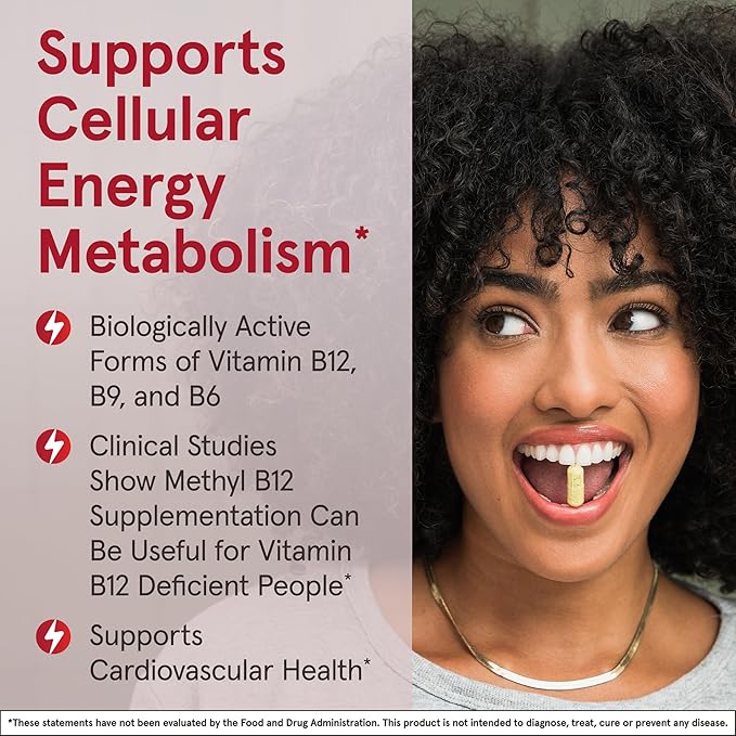 Jarrow Formulas Ultra Strength Methyl B-12 5000 mcg & Methyl Folate 800 mcg + P-5-P, Supplement for Cellular Energy Metabolism and Cardiovascular Support, 60 Chewable Tablets, 60 Day Supply, 12 Packs