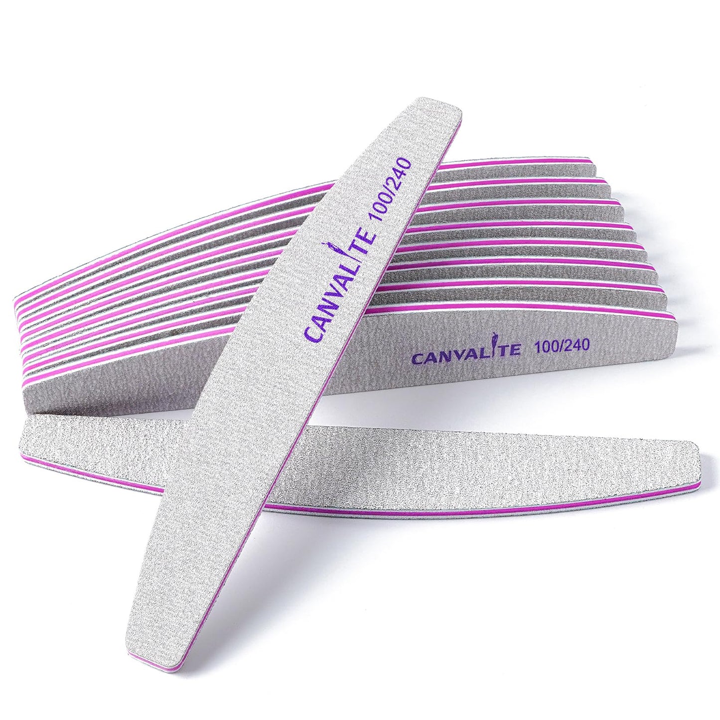 Canvalite Nail Files for Natural Nails 180/240 Grit Emery Board for Nails Styling Tools for Home and Salon Use 10 PCS