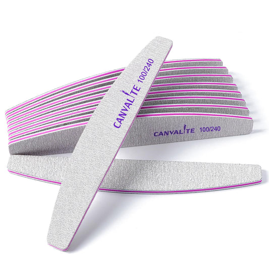 Canvalite Nail Files for Natural Nails 180/240 Grit Emery Board for Nails Styling Tools for Home and Salon Use 10 PCS