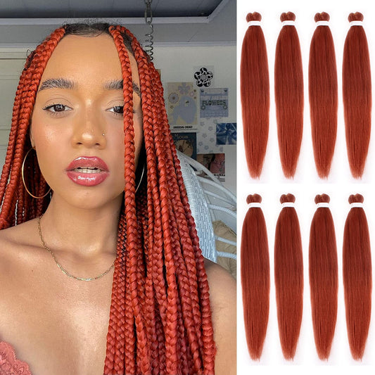 Leeven 16 Inch 8 Packs Pre Stretched Braiding Hair Ginger Braiding Hair Extension Braiding Hair Pre Stretched Knotless braids (350#)