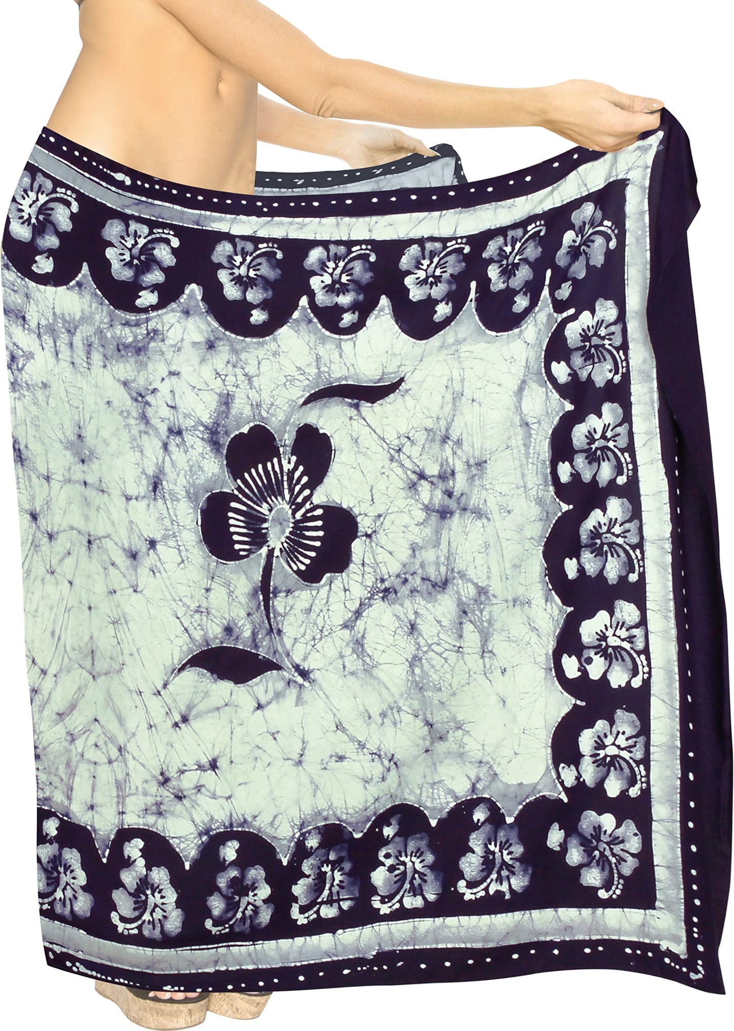 LA LEELA Women's Wraps Swimwear Sarong Cover up Wrap One Size Midnight Floral