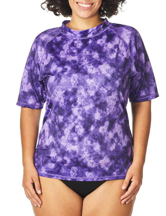 Kanu Surf Women's Plus-Size UPF 50+ Active Rashguard & Workout Top, Purple Haze, 1X
