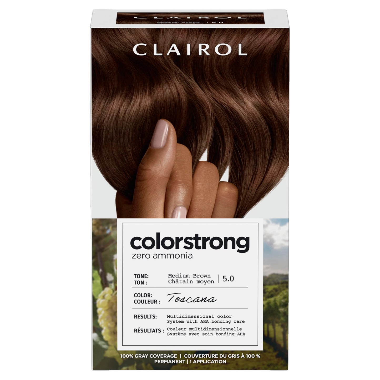 Clairol ColorStrong Permanent Zero Ammonia Hair Dye, 5.0 Medium Brown - Toscana Hair Color, Pack of 1